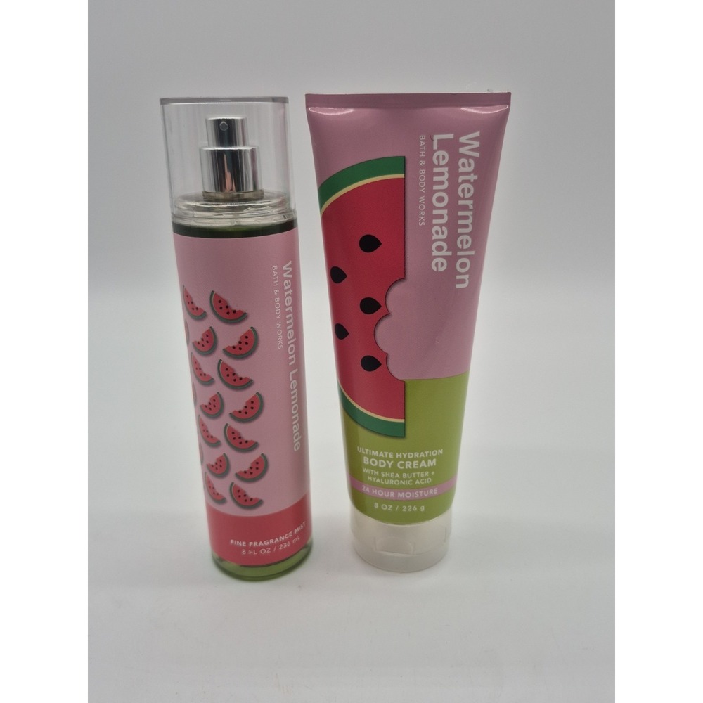 Bath & Body Works Watermelon Lemonade Set x 2 Body Cream and Fine Fragrance Mist